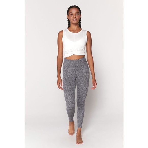 Spiritual Gangster Women's Love Sculpt Leggings - Heather Grey XS/S Seamless rib - Picture 3 of 9